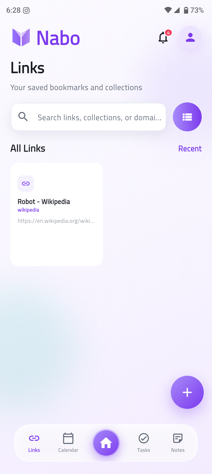 Nabo Links screen
