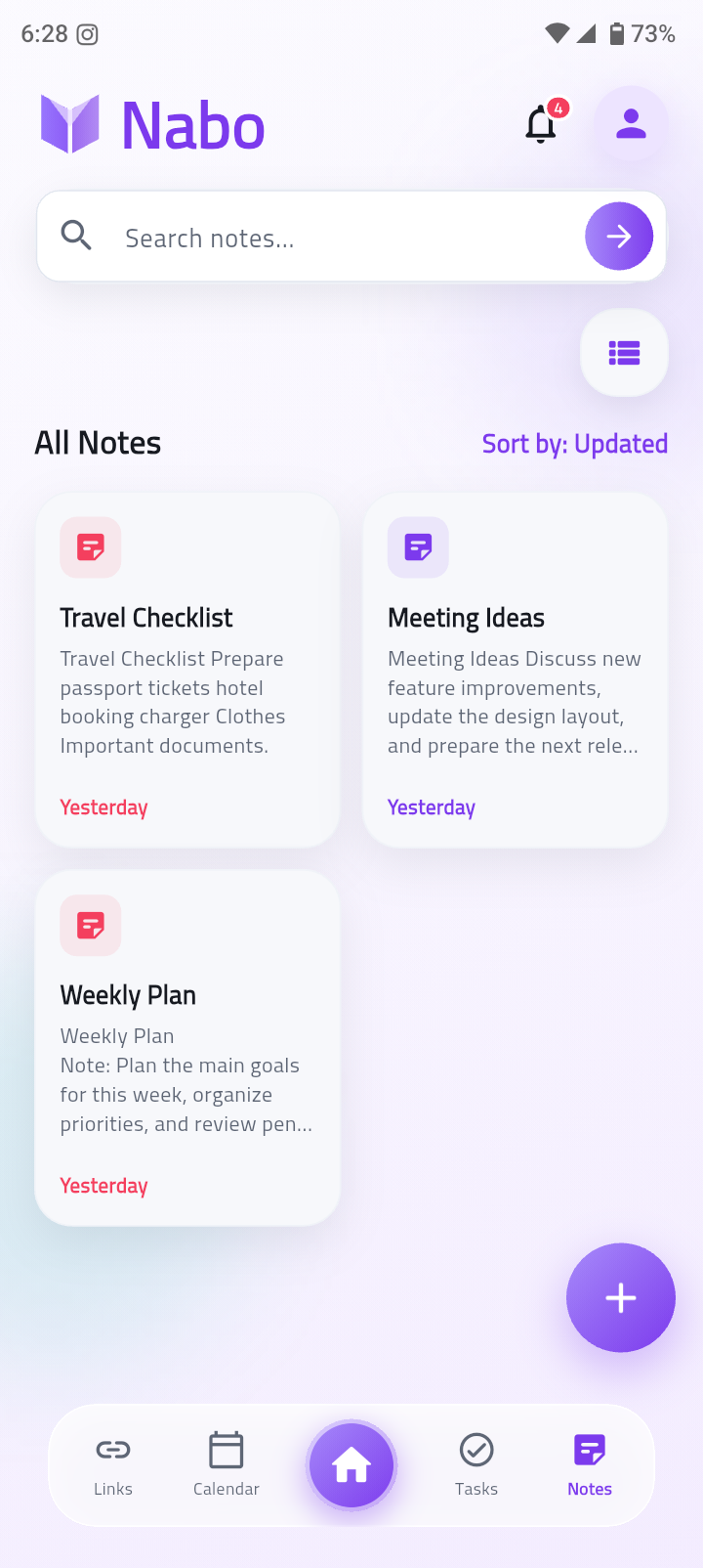 Nabo Notes screen
